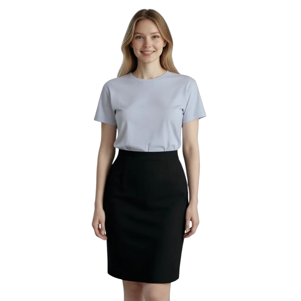 Suit Studio Black Lined Business Back Slit Career Pencil Skirt Size 6 Polyester
